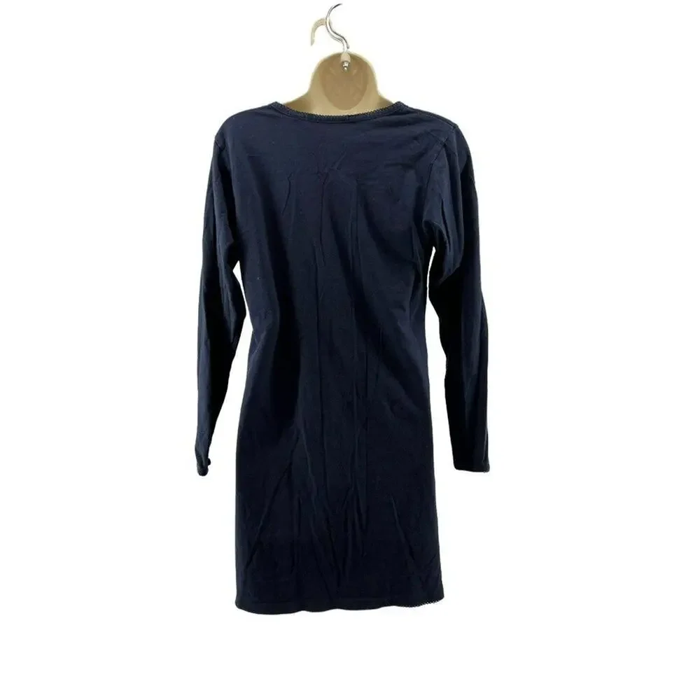 Vintage Victoria's Secret Country Sleep Shirt Navy Embroidered Womens Small